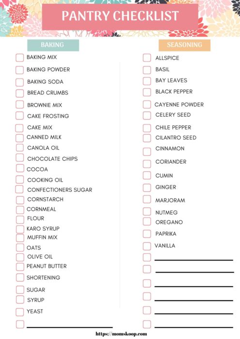 PANTRY CHECKLIST - MomSkoop