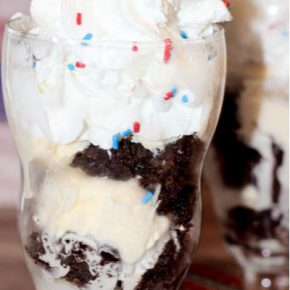Brownie and Ice Cream Parfait in a glass