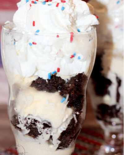Brownie and Ice Cream Parfait in a glass