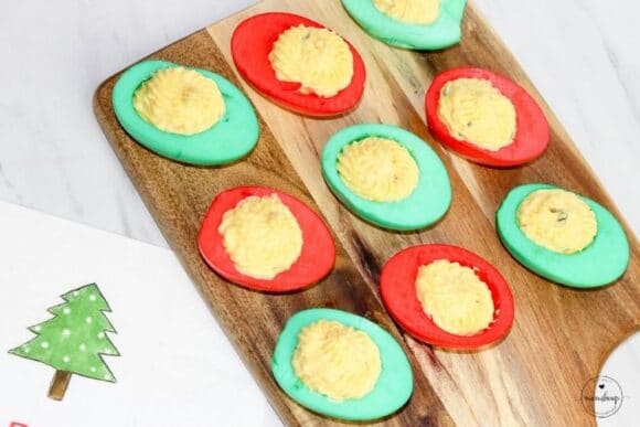 Red and Green Christmas Deviled Eggs