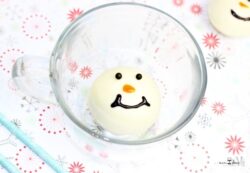 White Chocolate Snowman Bomb in a glass mug