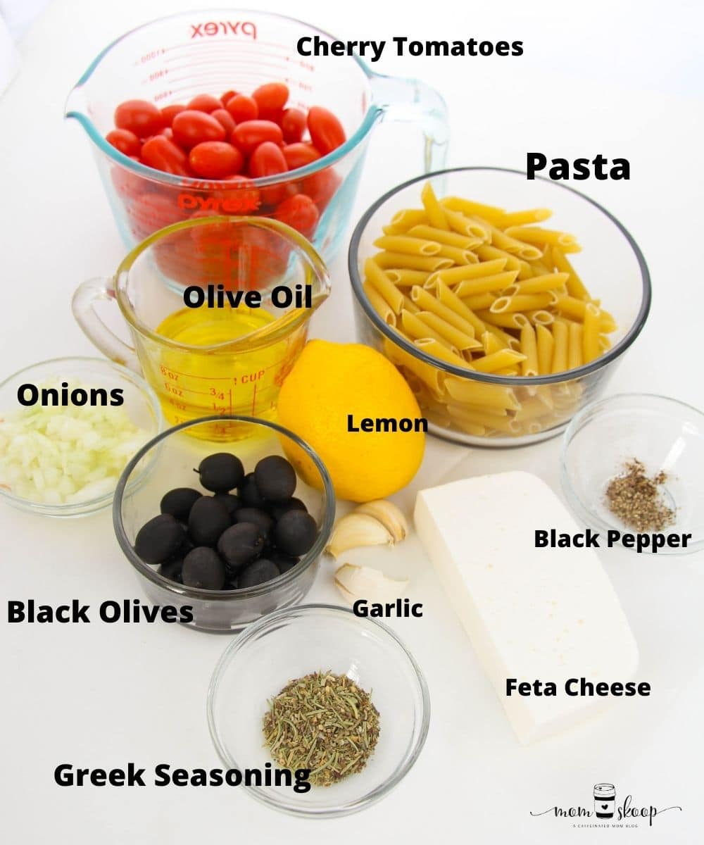 Ingredients needed to make Baked Feta Pasta