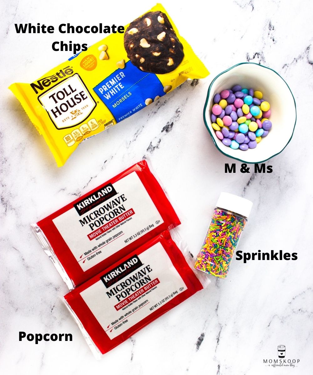 Ingredients needed to make Easter Popcorn