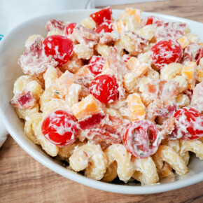 cold pasta salad in a bowl