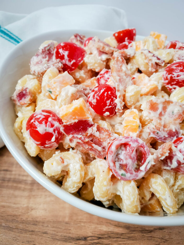 up close of ranch pasta salad