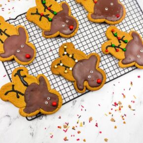 Reindeer GIngerbread Cookies made from an upside down Gingerbread Man Cookie Cutter