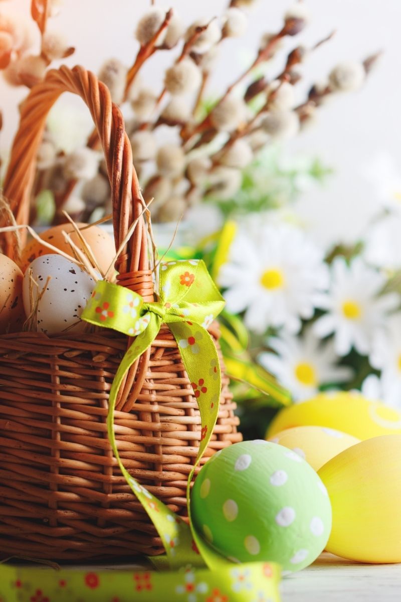 Basket full of easter eggs