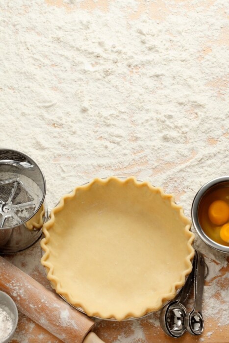 Pie Crust next to a rolling pin