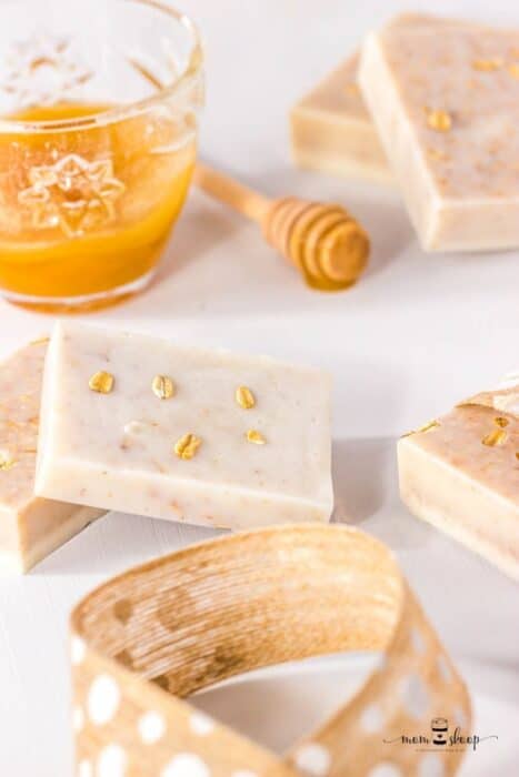 DIY soap made with goats milk, honey, and oatmeal