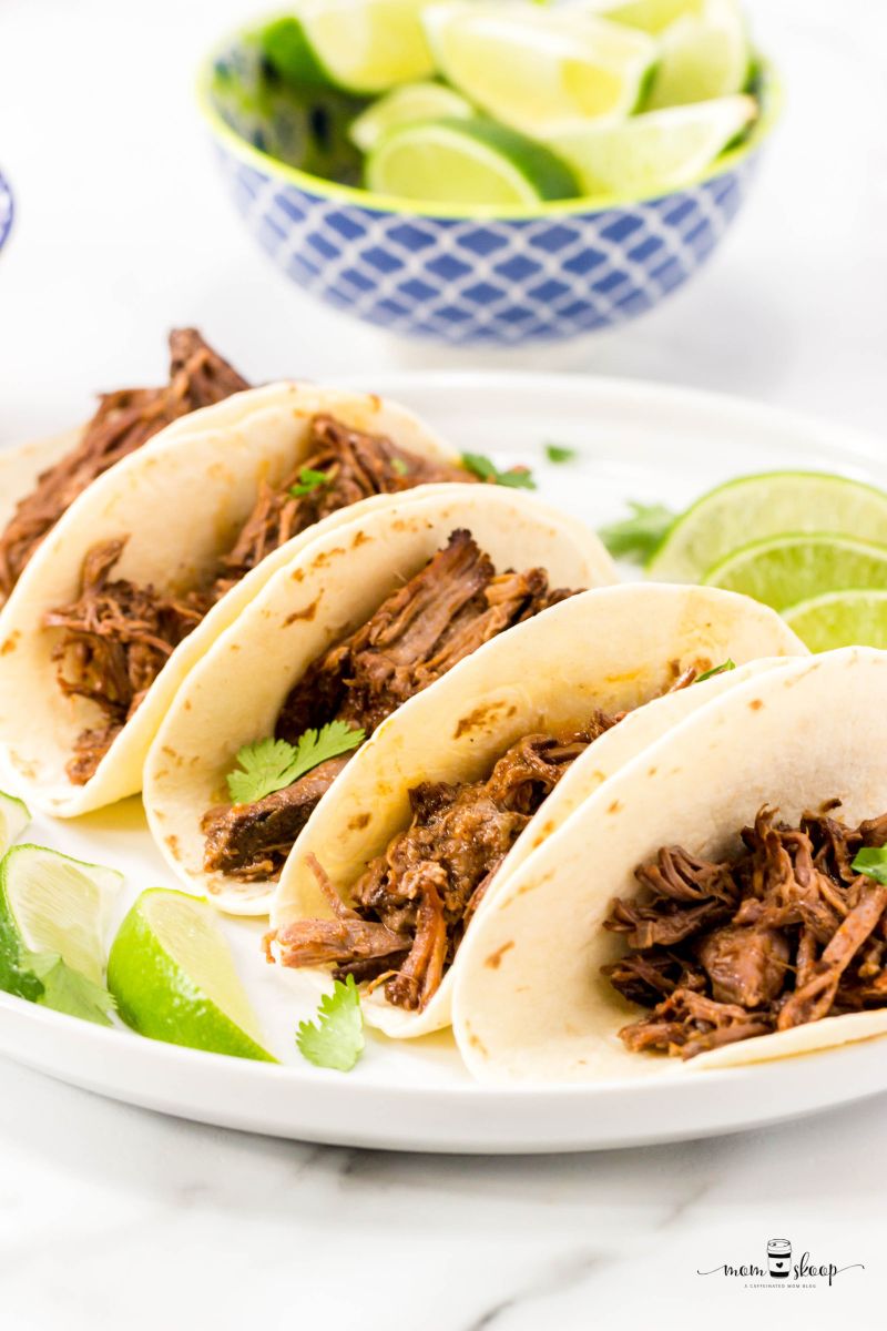 Barbacoa beef in flour tortillas