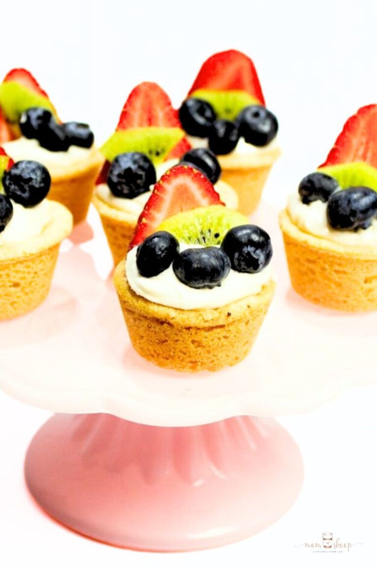 Sugar Cookie Cups full of cheesecake and fruit