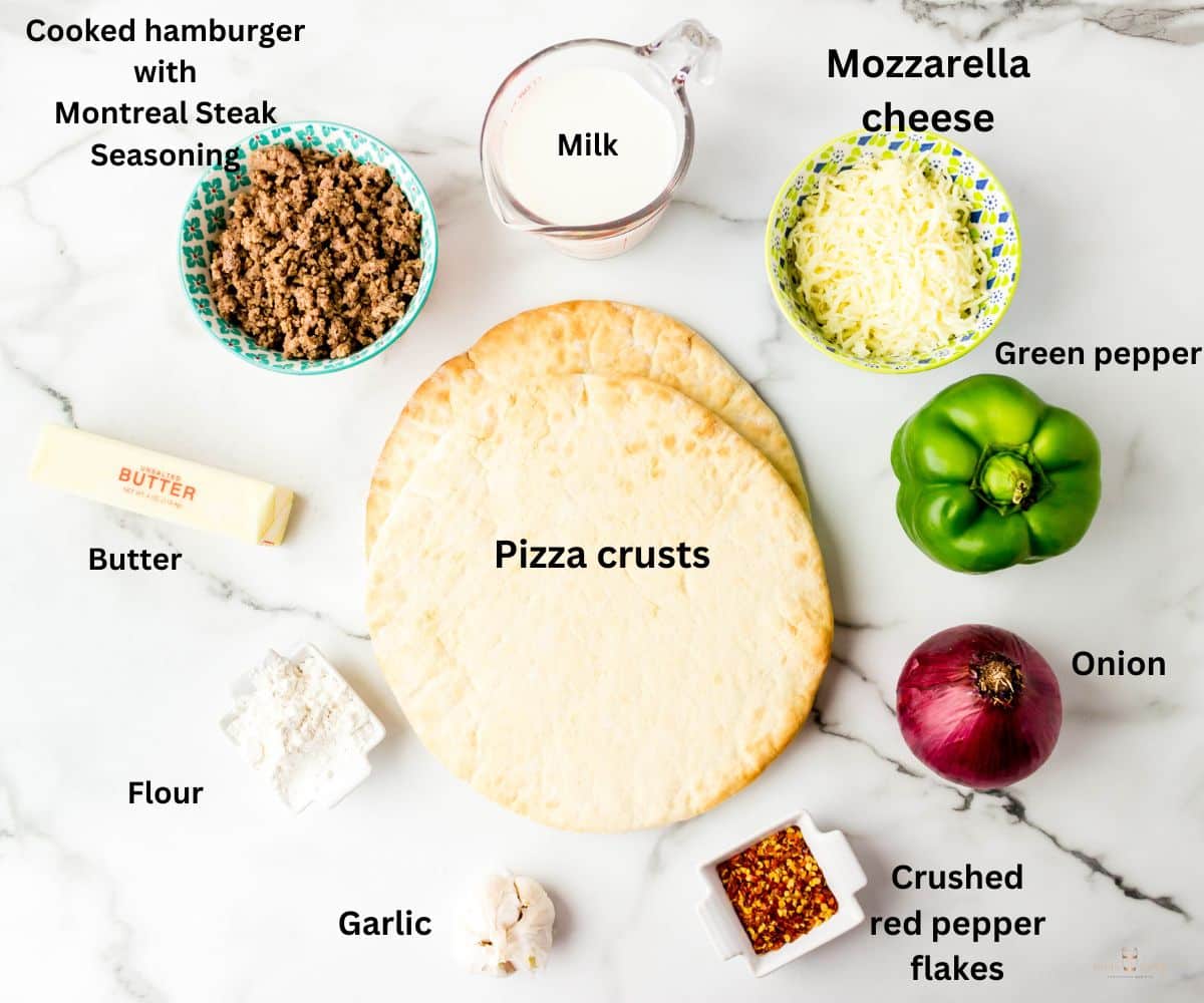 Ingredients needed to make ground beef pizza