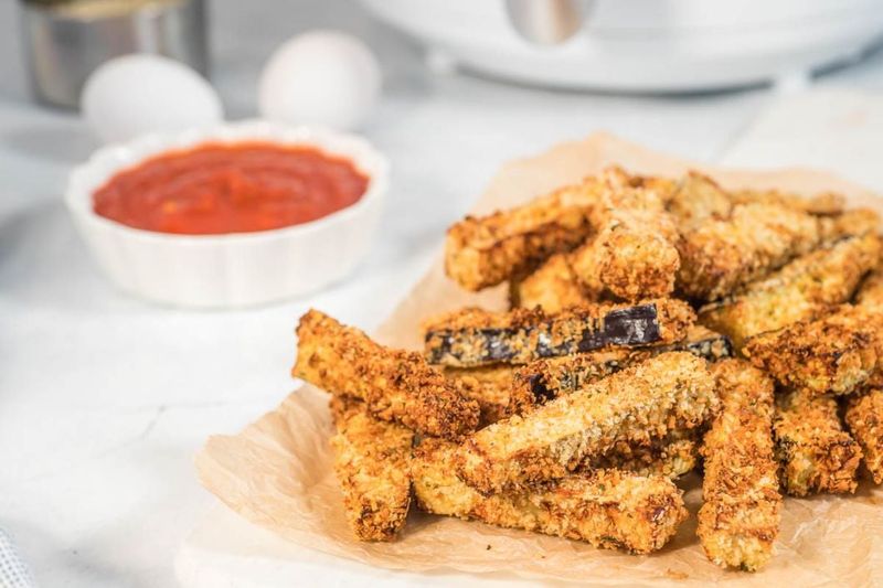 Air Fryer Eggplant Fries & Parmesan Pizzas