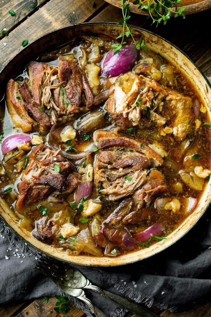 Apple Cider Braised Pork with Vegetables