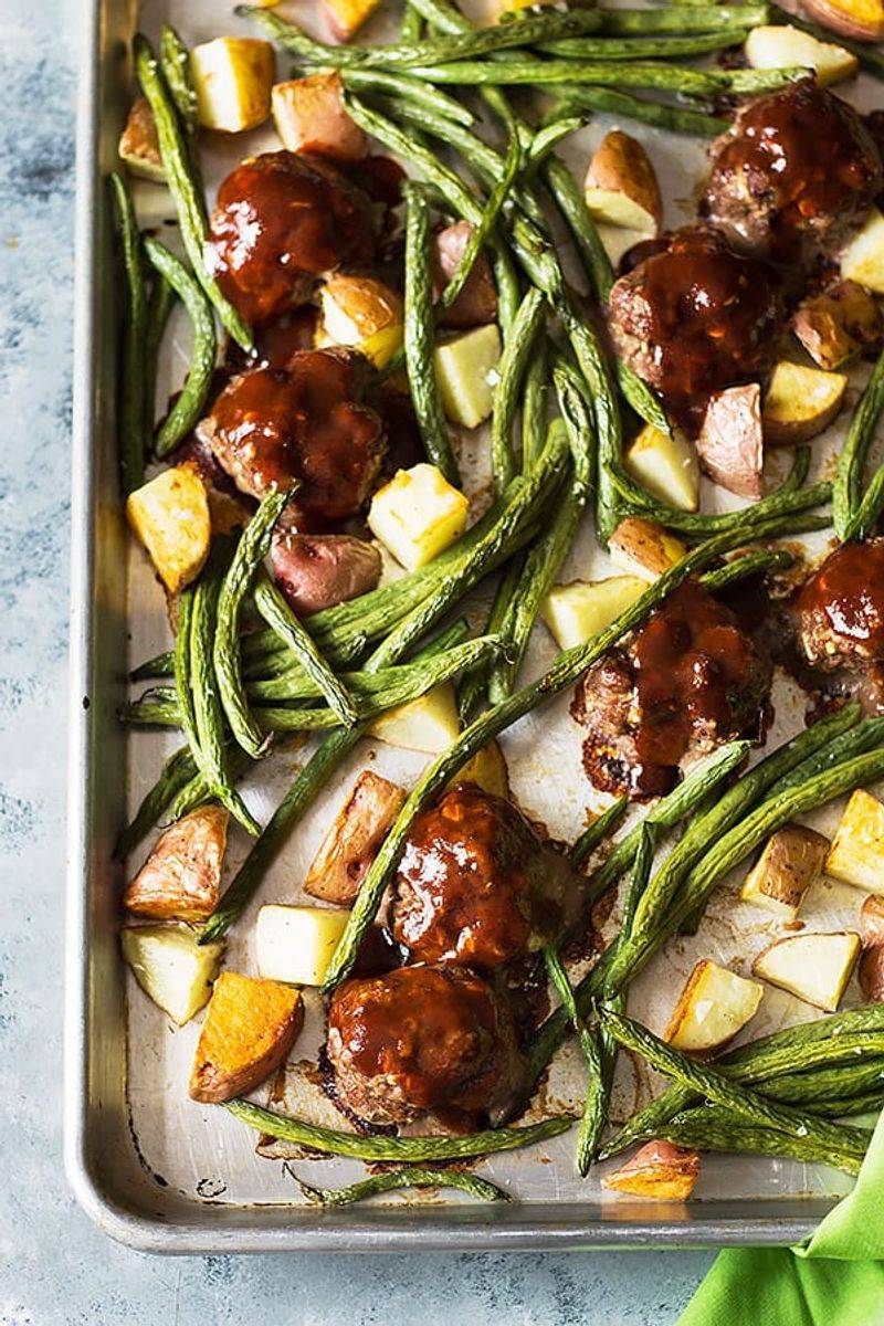 BBQ Meatballs with Roasted Veggies