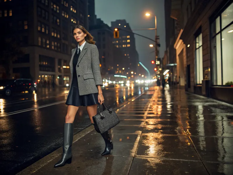 Blazer + Mini Skirt + Knee-High Boots