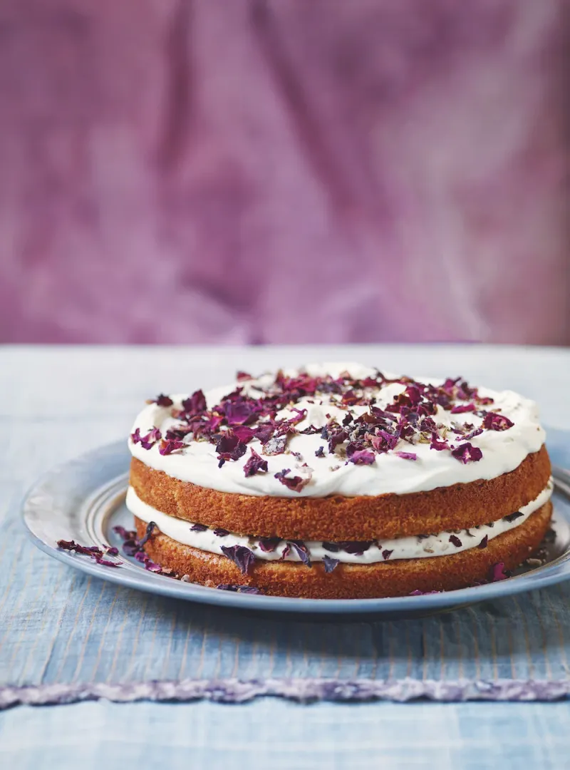 Cardamom Honey Cake with Rose Frosting