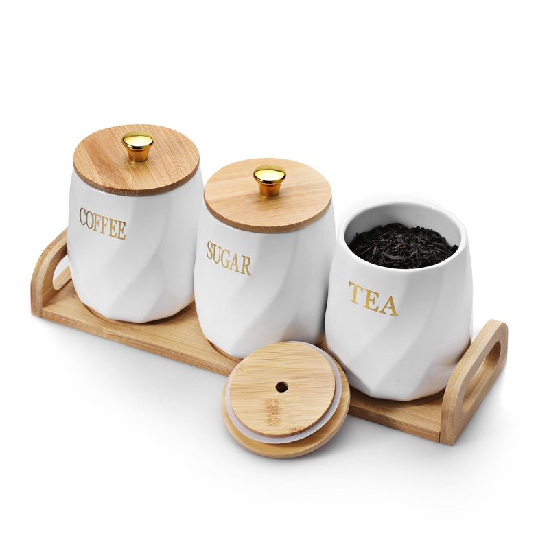 Ceramic Canisters with Bamboo Lids