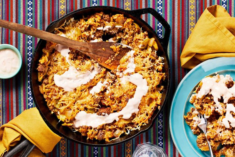 Cheesy Beef & Rice Skillet