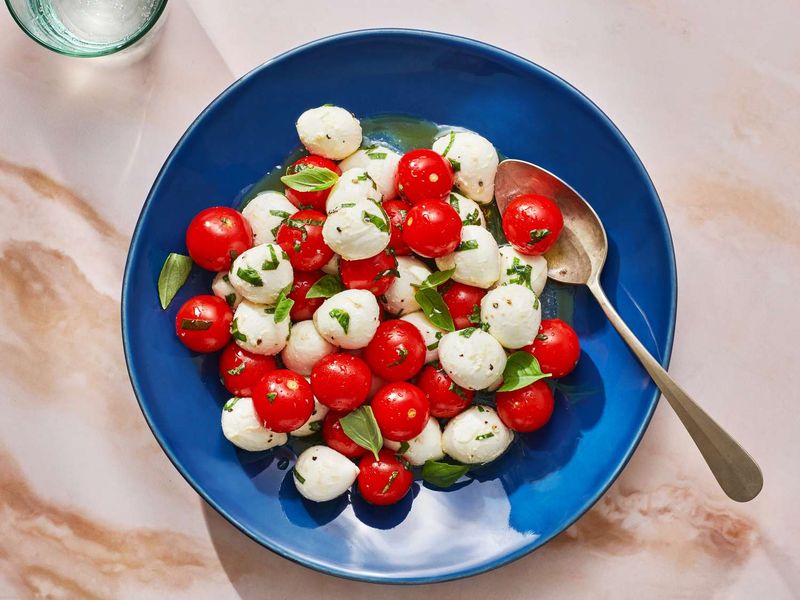 Cherry Tomatoes with Mozzarella Pearls