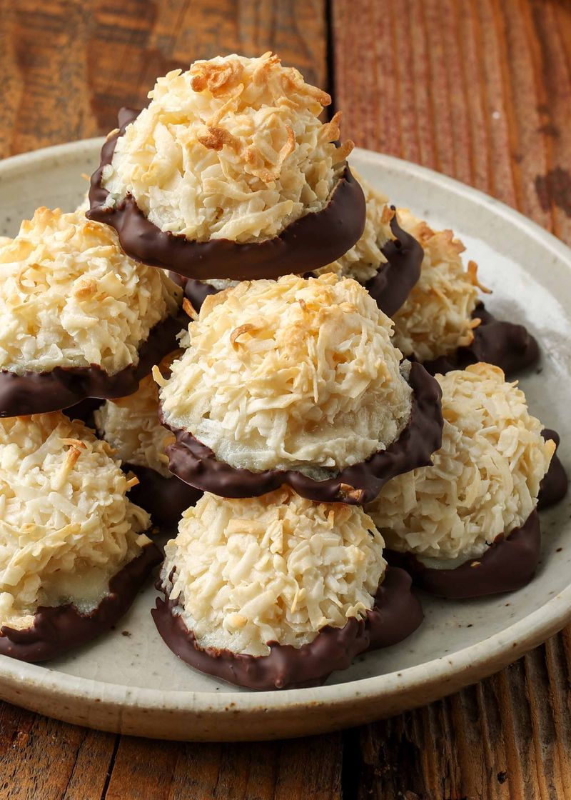 Chocolate-Dipped Coconut Macaroons