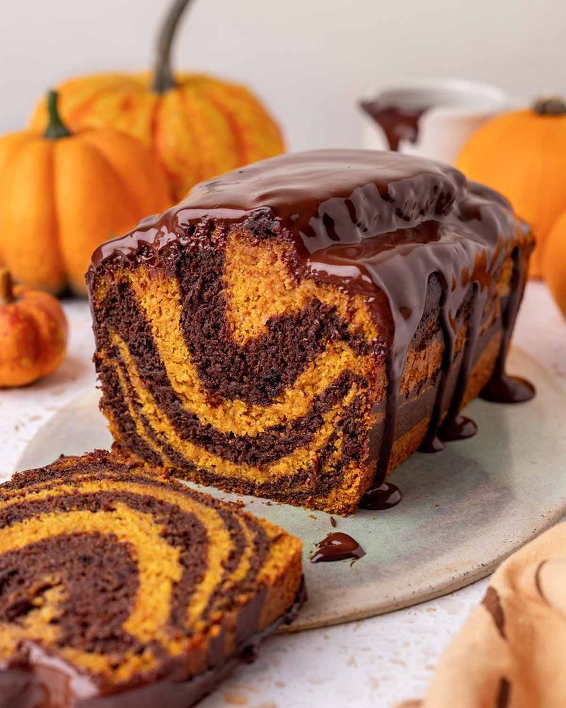 Chocolate Pumpkin Marble Cake