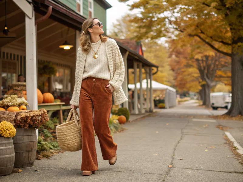 Chunky Clogs With Wide-Leg Pants & Oversized Sweater