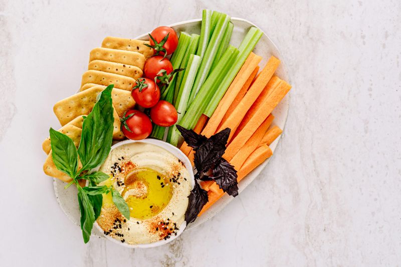 Colorful Veggie Hummus Plate