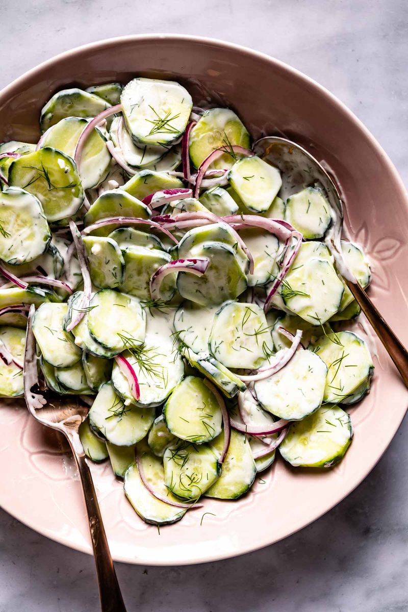 Cucumber Slices with Greek Yogurt Dip