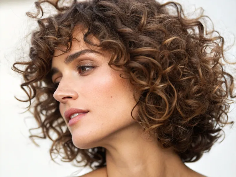 Curly Bob With Side-Swept Bangs