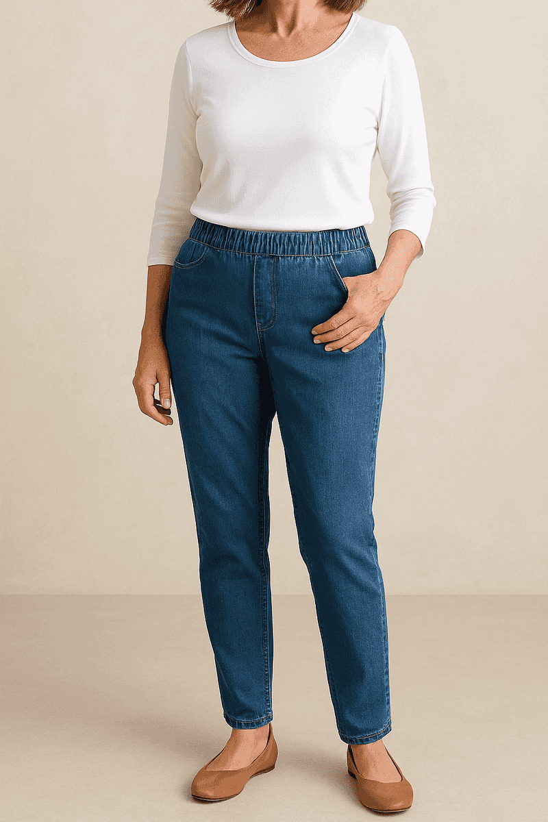 Elastic Waistband Jeans