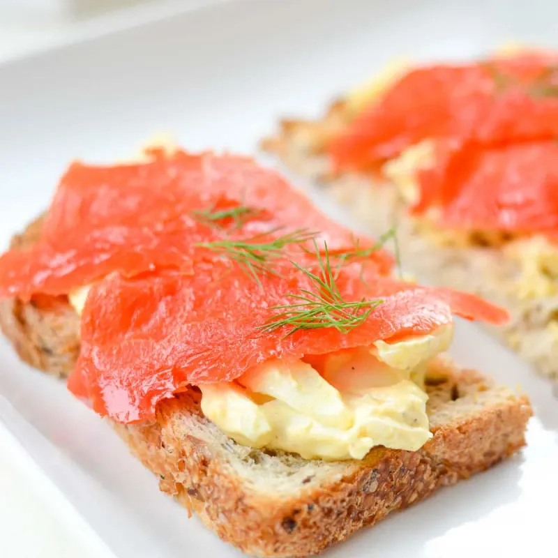 Elegant Open-Face Salmon and Egg Sandwiches