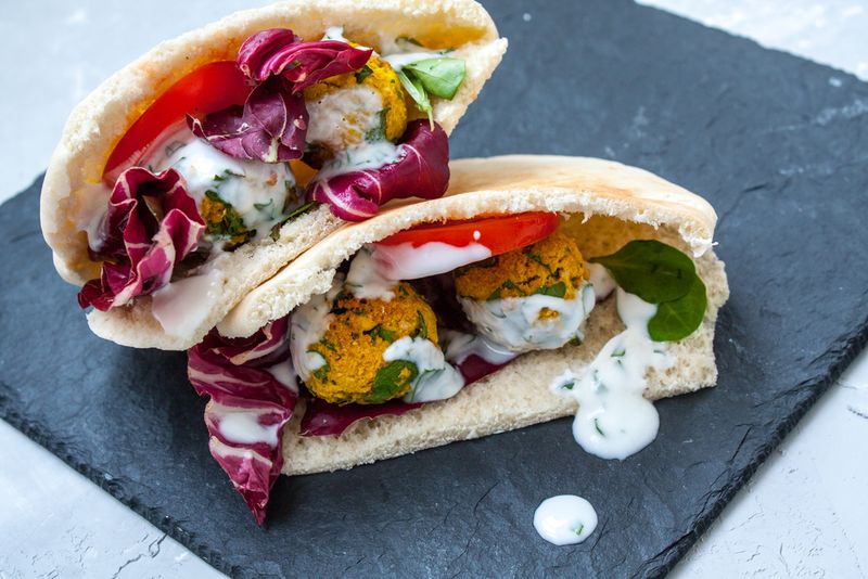 Falafel Pita Pockets with Yogurt Sauce