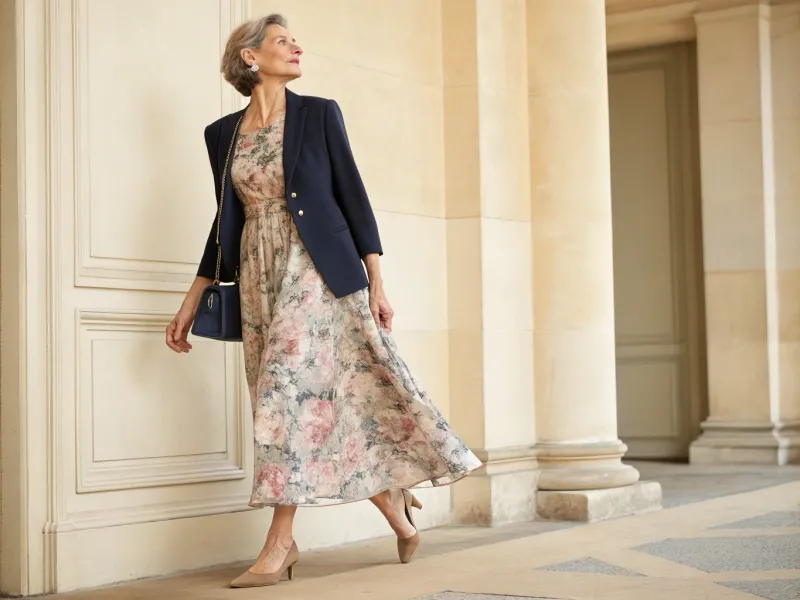 Flowing Dress + Structured Jacket