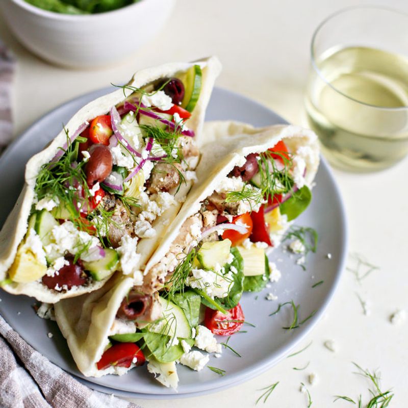 Greek Chicken Pita Pockets