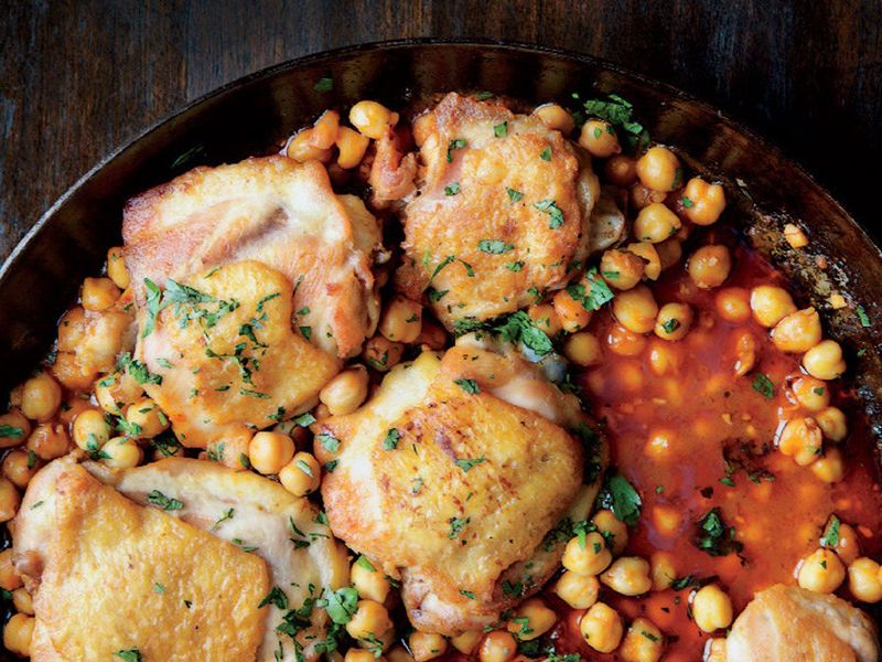 Harissa Roasted Chicken with Chickpeas