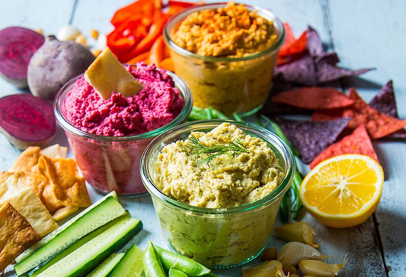 Hummus Trio (Classic, Roasted Red Pepper, Garlic)