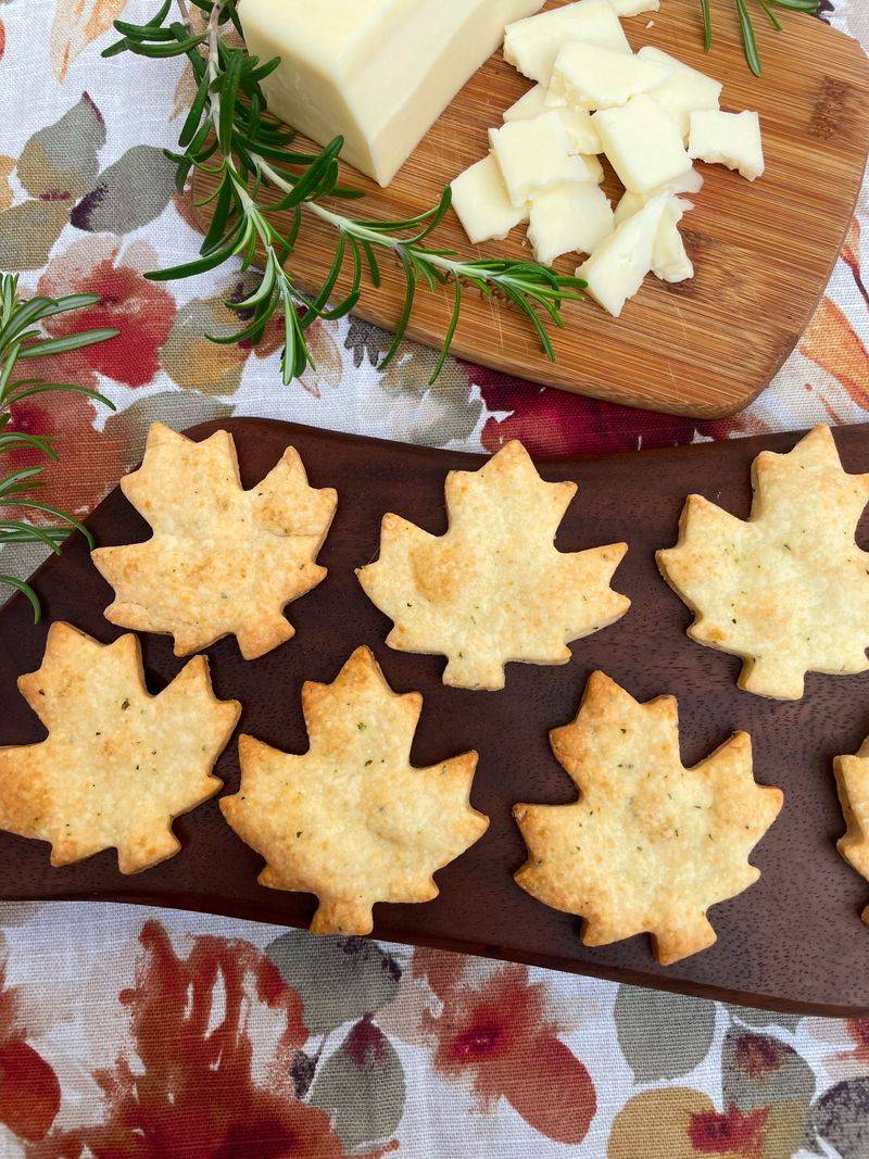 Leaf-Shaped Cheese and Crackers