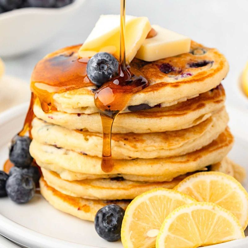 Lemon Blueberry Cheesecake Pancakes