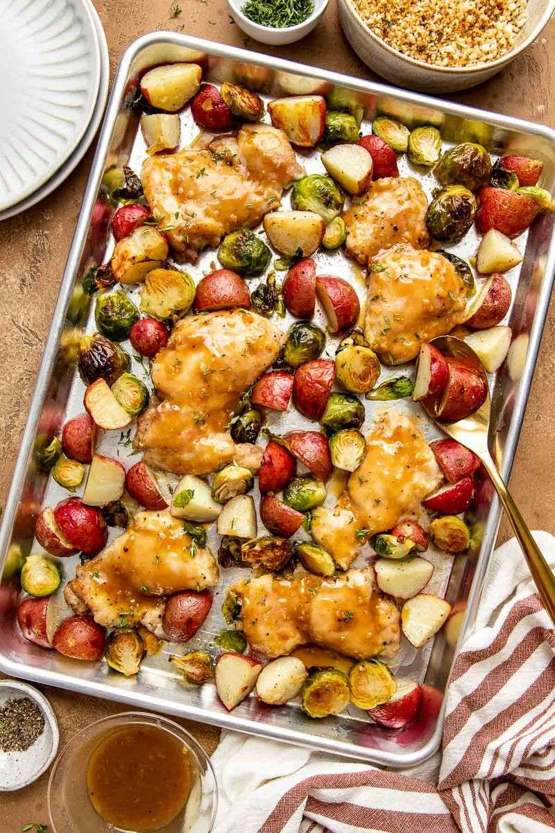 Maple Dijon Chicken with Brussels Sprouts