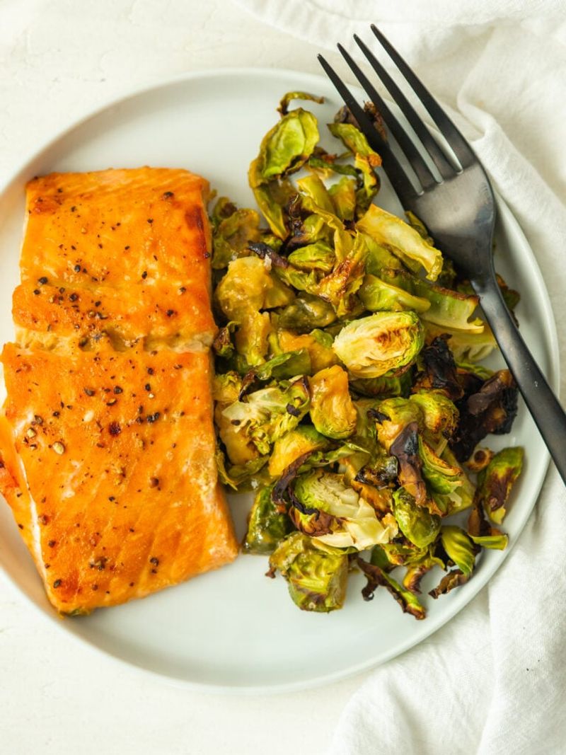 Maple Dijon Salmon with Brussels Sprouts