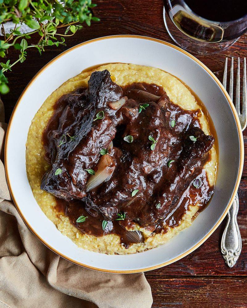 Red Wine Braised Short Ribs with Polenta