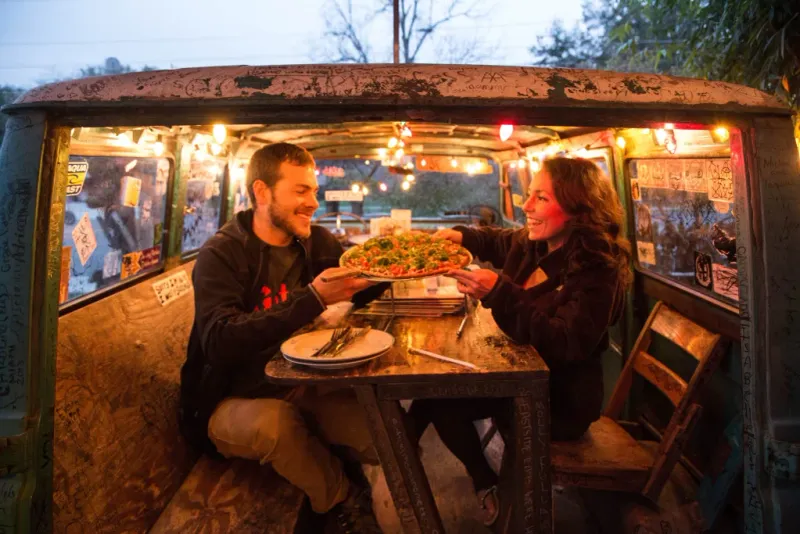 Satchel's Pizza: Dining in a Vintage VW Bus