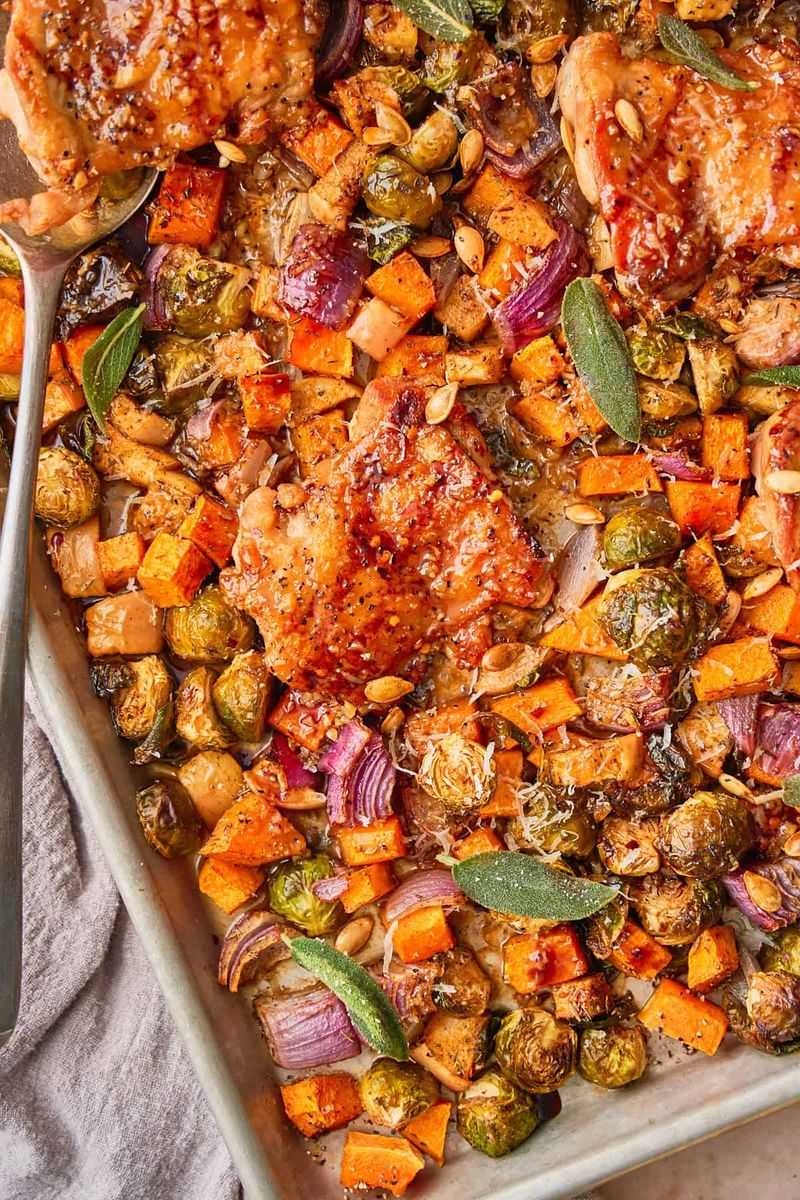 Sheet Pan Maple-Glazed Chicken with Root Vegetables