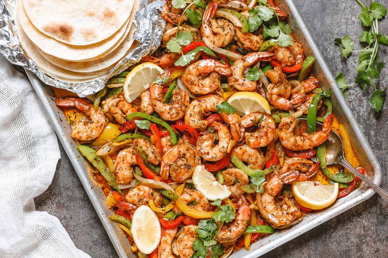 Sheet-Pan Shrimp Fajitas