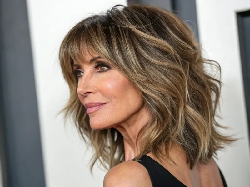 Shoulder-Length Shag with Curtain Bangs