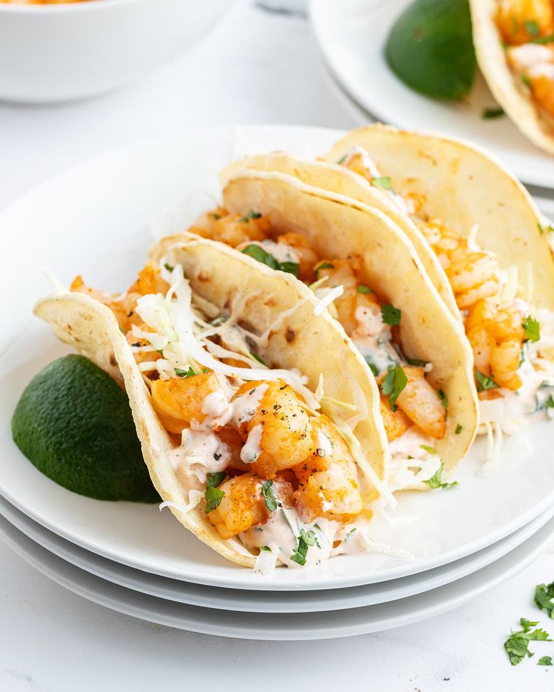 Shrimp Tacos with Greek Yogurt Slaw