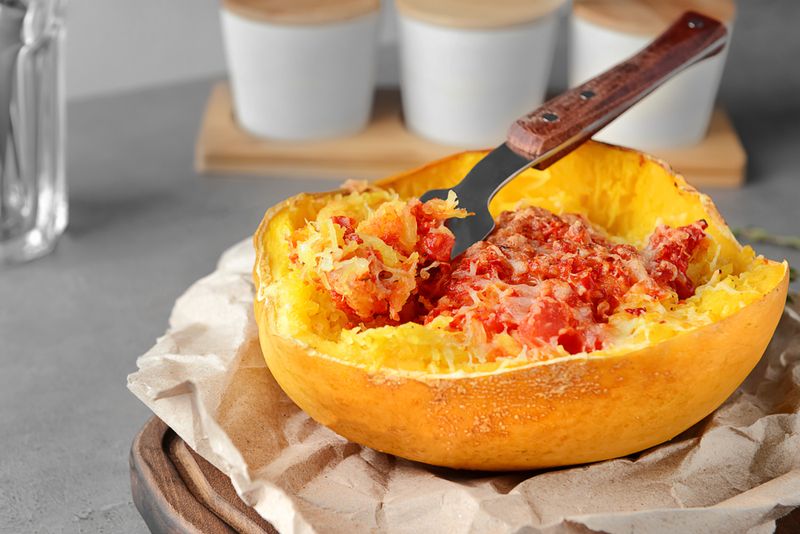 Spaghetti Squash with Marinara and Veggies