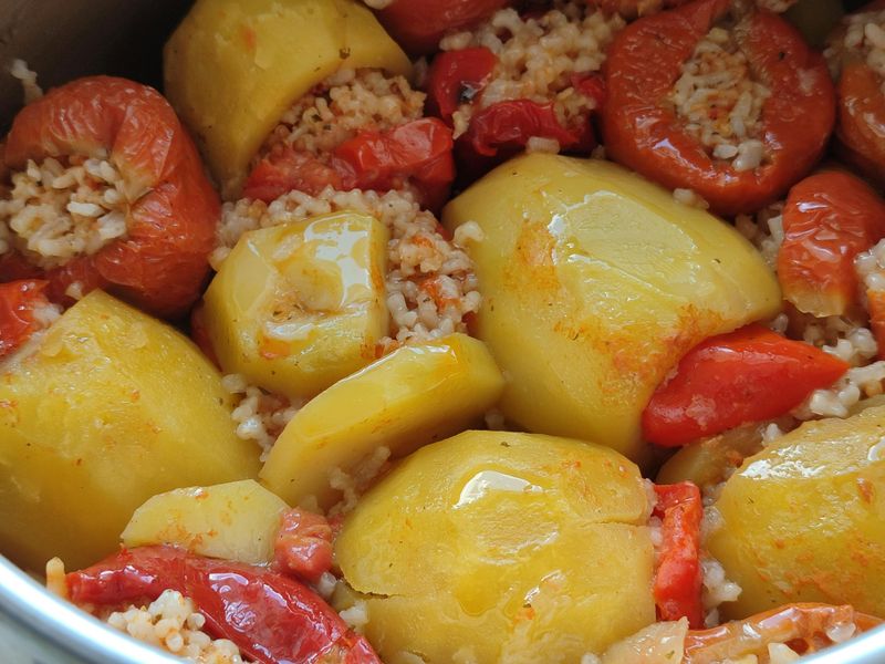 Stuffed Bell Peppers with Brown Rice & Lentils