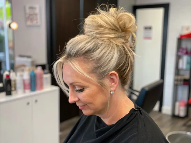 Voluminous Topknot with Loose Pieces